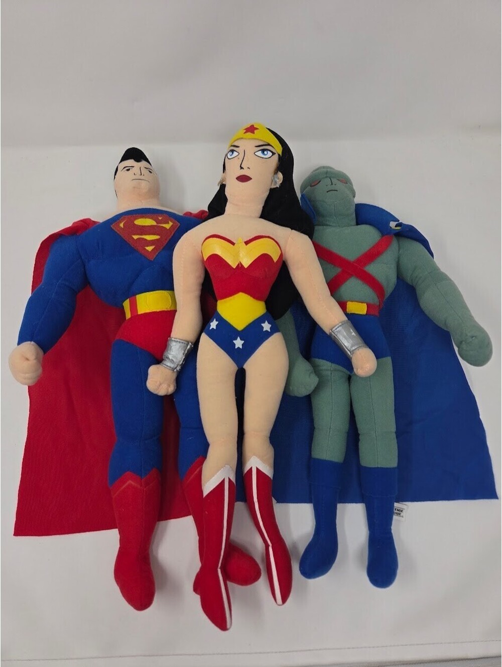 Vintage Justice League Plush Lot of 3 Superman Wonder Woman Martian Manhunter
